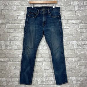 Lucky Brand Men's 33x32 Heritage Slim Fit Jeans Distressed Cotton Blend Md Wash